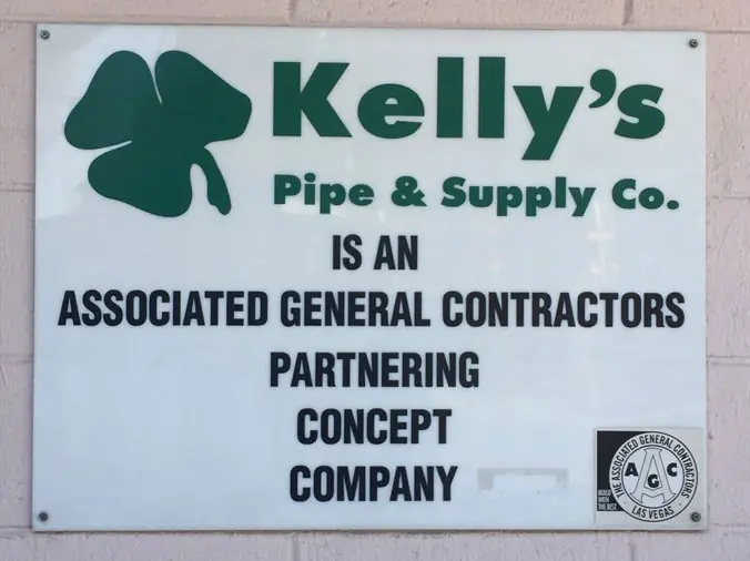 Kelly's Pipe & Plumbing Supply contractor sign